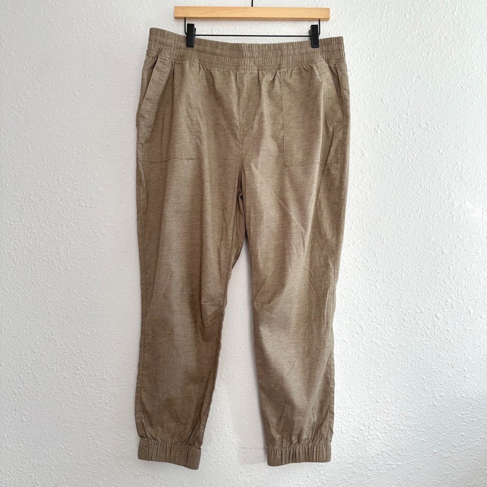 Prana Mantra Jogger Pant Womens XL‎ Dark Khaki Hemp Blend Hiking Casual Gorpcore